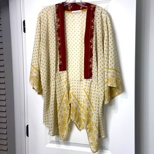 Boho top looks great with Burgundy tank top underneath